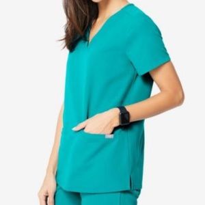 Figs teal casma top NWT